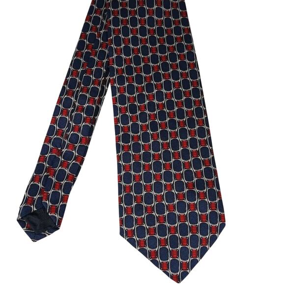 Brooks Brothers Makers Neck Tie Blue Red Geometric 60x3.5 - Picture 2 of 4